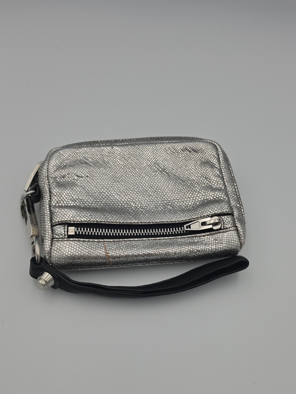 Alexander Wang Metallic Silver Small Wristlet Clutch W/ Silver Hardware (EUC)🩶